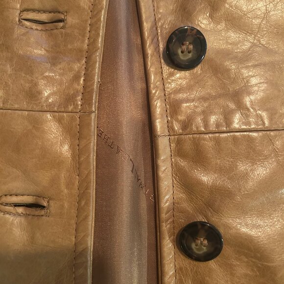 Vintage caramel leather coat, Size 2 - Picture 4 of 5